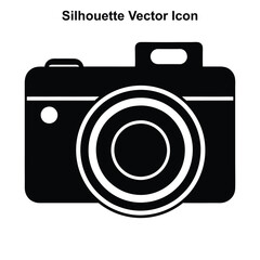 Camera icon vector illustration showing a digital photography symbol with lens and focus elements.