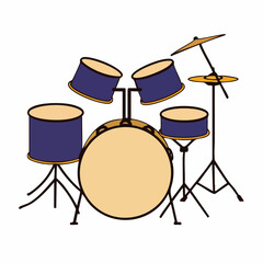 Cartoon Drum Set Illustration. Vector image