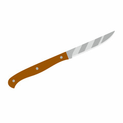 Vector illustration of a serrated knife with a wooden handle. Vector image