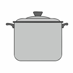 Vector illustration of a covered cooking pot with handles. Vector image