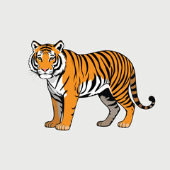 Naklejka premium Striped Tiger Standing Illustration. Vector image