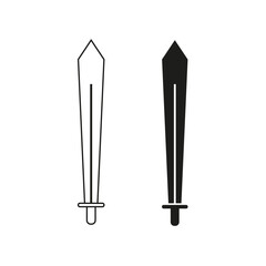 Sword icon set. Blade weapon symbol. Warrior tool image. Vector fight illustration.