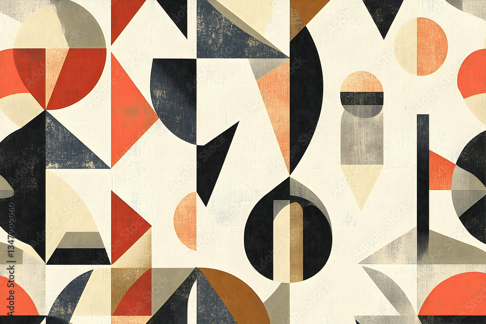 Poster abstract geometric composition with bold shapes and textured background