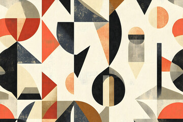 Abstract Geometric Composition with Bold Shapes and Textured Background