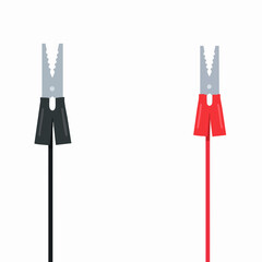 Jumper Cable Clips Black and Red. Vector image