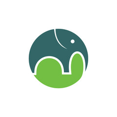 Elephant circle green nature wild innovative logo design vector template editable high resolution 