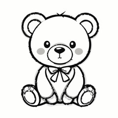 Cute Teddy Bear with Bow Illustration. Vector image
