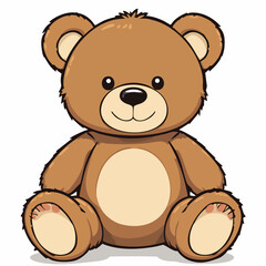 Cute Brown Teddy Bear Sitting Down. Vector image