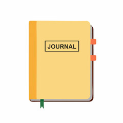 Closed Journal Book with Bookmark and Markers. Vector image