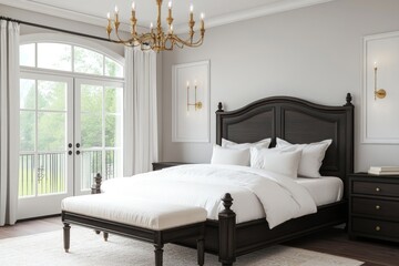 A well appointed bedroom with classic style and design details