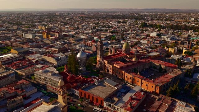 Aerial View of Celaya Mexico - Shot Moves Around Celaya