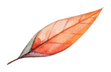 Captivating watercolor illustration of a vibrant autumn leaf showcasing intricate details and rich colors