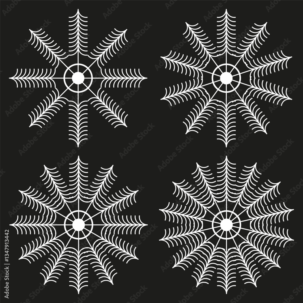 Aufkleber abstract spiderweb shapes. geometric symmetric patterns. white lines on black. optical illusion effe