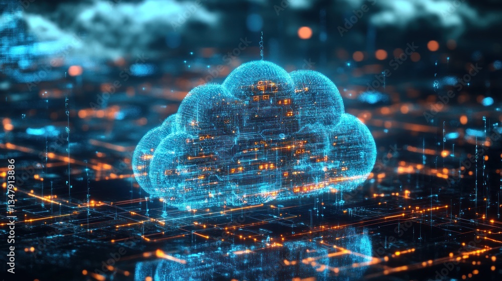 Aufkleber a futuristic ai-powered cloud data network.