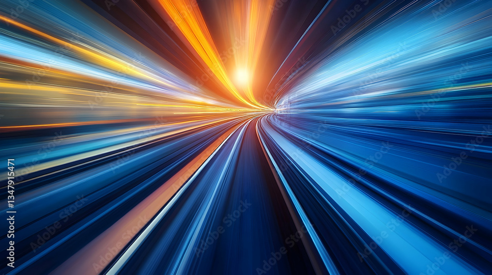Poster dynamic flow of light trails, visualizing high speed and futuristic transit
