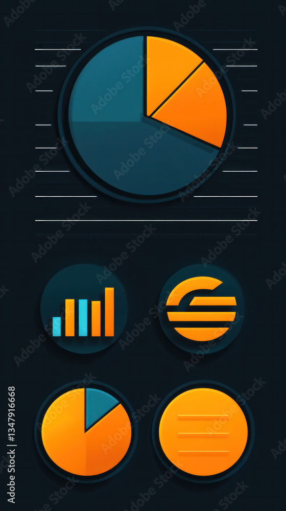 Poster a set of four different colored circles with a blue and orange one in the middle. the circles are ar