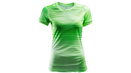 Green sports jersey with horizontal stripes on transparent background