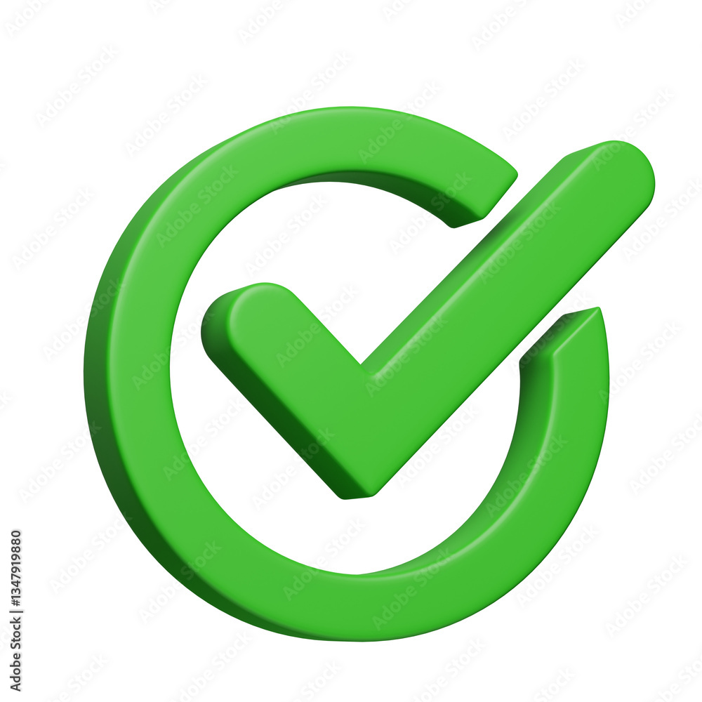 Aufkleber isolated green check mark 3d icon in a circle  