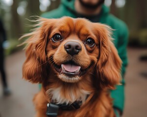 Obraz premium Happy Cavalier King Charles Spaniel.