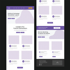 Political Campaign Newsletter Layout Promoting Leaders for Future Generation l Landing Page Template
