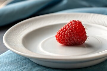 Simple White Plate with a Single Berry