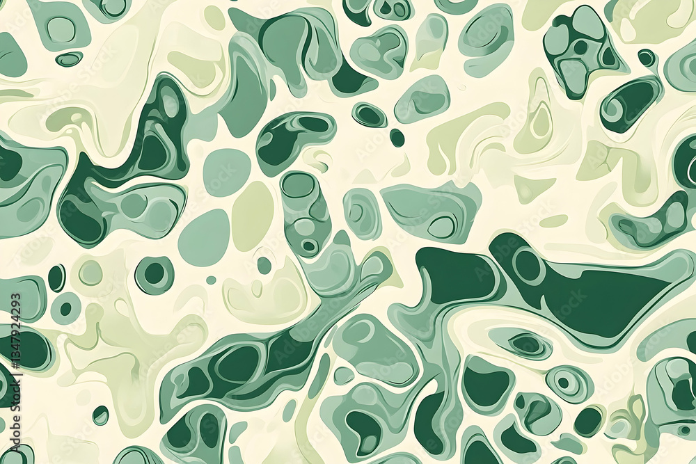 Aufkleber abstract green blob pattern background with seamless organic shapes