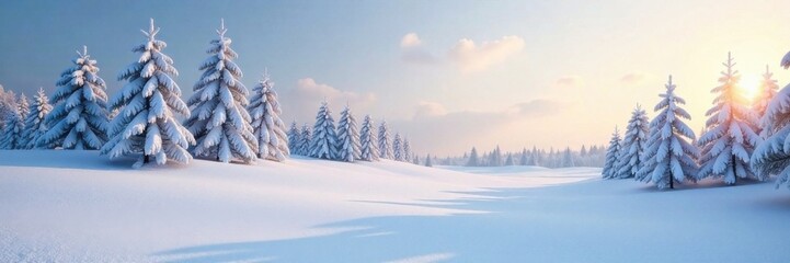 Obraz premium A serene, snowy landscape with trees in the distance, serene, frozen, peaceful
