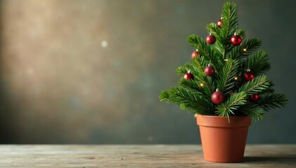 Fototapeta premium Artificial Christmas tree branches in a container , holiday arrangement, christmas tree