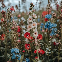 Wildflower meadow bloom, summer field, floral design