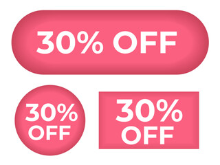 Set of red buttons 20% sale different shapes vector
Vector set of buttons oval, square, round