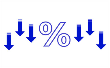 Blue icon percentage with arrows down discount, promotion, sale
Vector icon percentage price drop