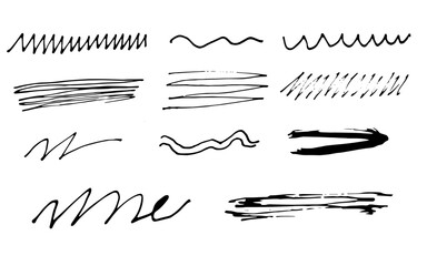 Abstract cartoon set black lines waves, hand drawn strokes 
Vector hand drawn lines