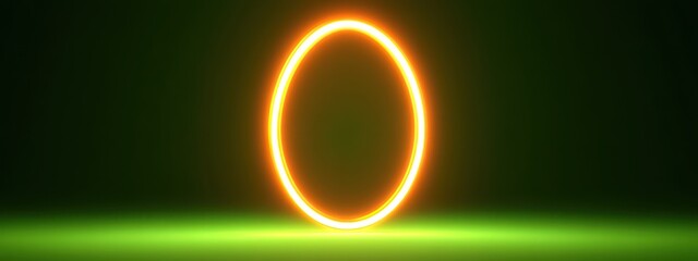 Naklejka premium Glowing Oval Portal on Green Stage