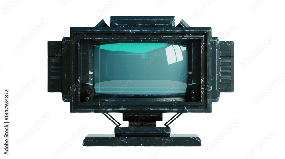 Fototapete futuristic retro computer monitor showing empty screen on transparent background