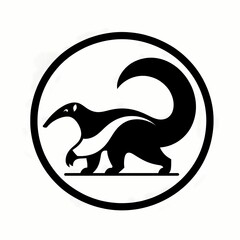 Fototapeta premium Minimalist black silhouette of an anteater in a circular frame, graceful design