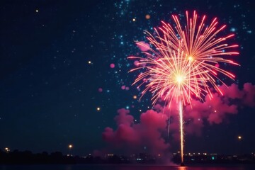 Fototapeta premium Colorful fireworks exploding in mid-air with vibrant patterns, colorful, pattern, vibrant