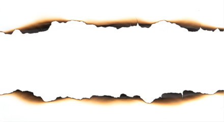 Burned Paper Edges Isolated on Transparent PNG Background