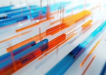 Obraz premium Abstract geometric shapes in vibrant orange and blue tones.