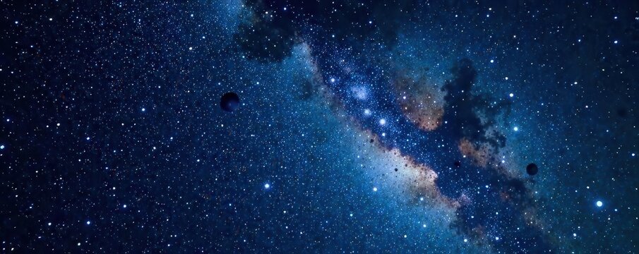 Dark vastness of starry night sky with twinkling stars and galaxies in the universe background , star, cosmos, celestial