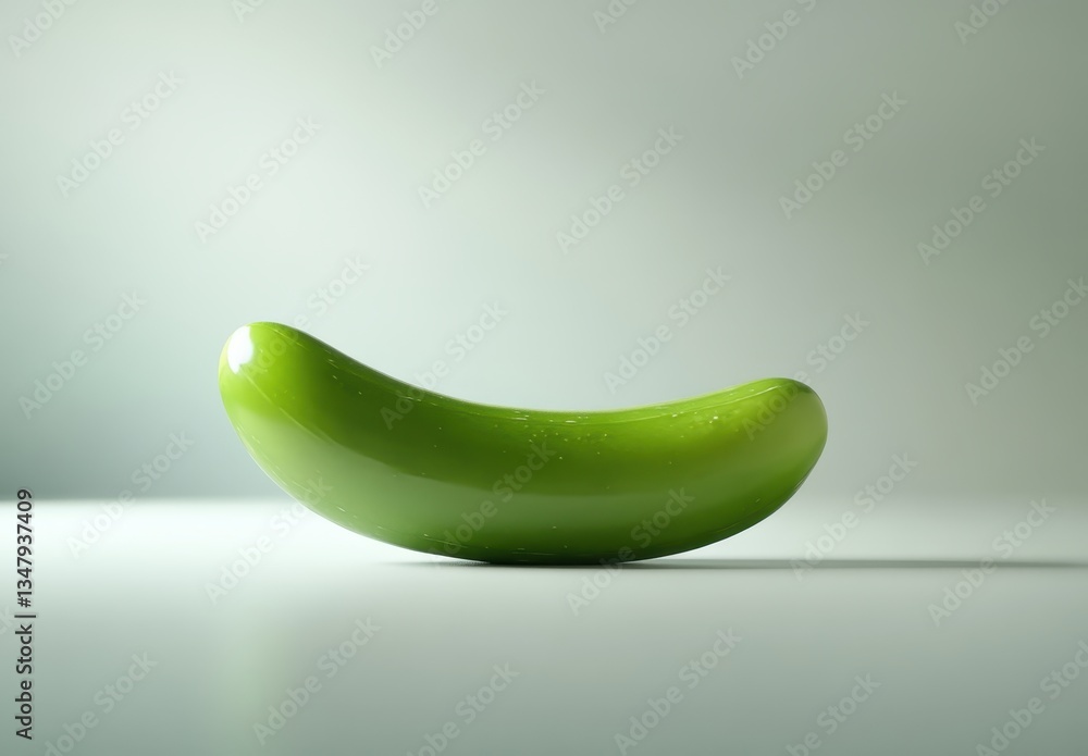 Poster bright green curved object on smooth surface with soft light, perfect for minimalist design and fres
