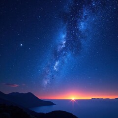 Fototapeta premium Cosmic canvas of twinkling stars against a deep blue sky, heavenly, night sky