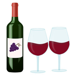 Wein - Weinflasche mit Gläsern