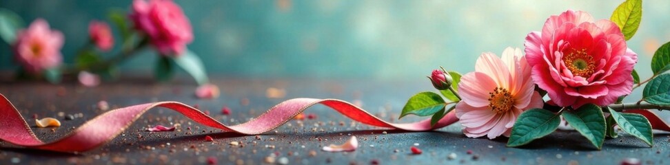 Delicate Floral Bookmark with Ribbon , bookmarks, ribbons