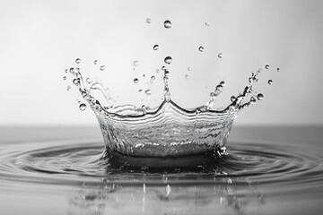 Water splashing on a sunlit stone surface, creating a mesmerizing pattern of droplets and ripples in a tranquil garden setting.
