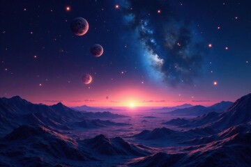 Fototapeta premium Desolate galaxy void amidst twinkling celestial bodies, cosmos, space, vastness