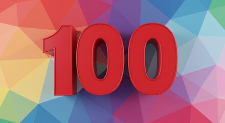 3D Rendering of '100' - Achievement milestone - anniversary celebration media