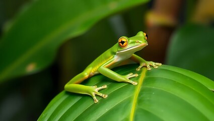 Grace in Green: The Gliding Frog&rsquo;s Poise on a Verdant Leaf