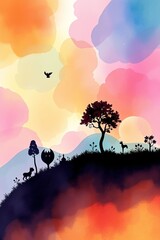 Nature Scene in Silhouette