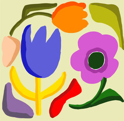 Abstract Floral Arrangement in Bright Colors