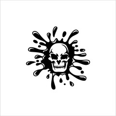 Skull illustration decorated with splash